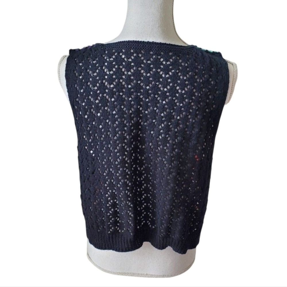 SHEIN Curve Sleeveless Black Multicolor Boho Granny Square Crochet Vest Size 2XL - Picture 3 of 8